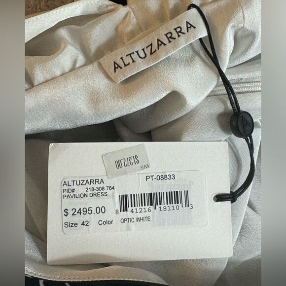 Aquazzura Dress Womens Sz 10 pavilion asymmetrical Silk in optic white & Black - Picture 13 of 16